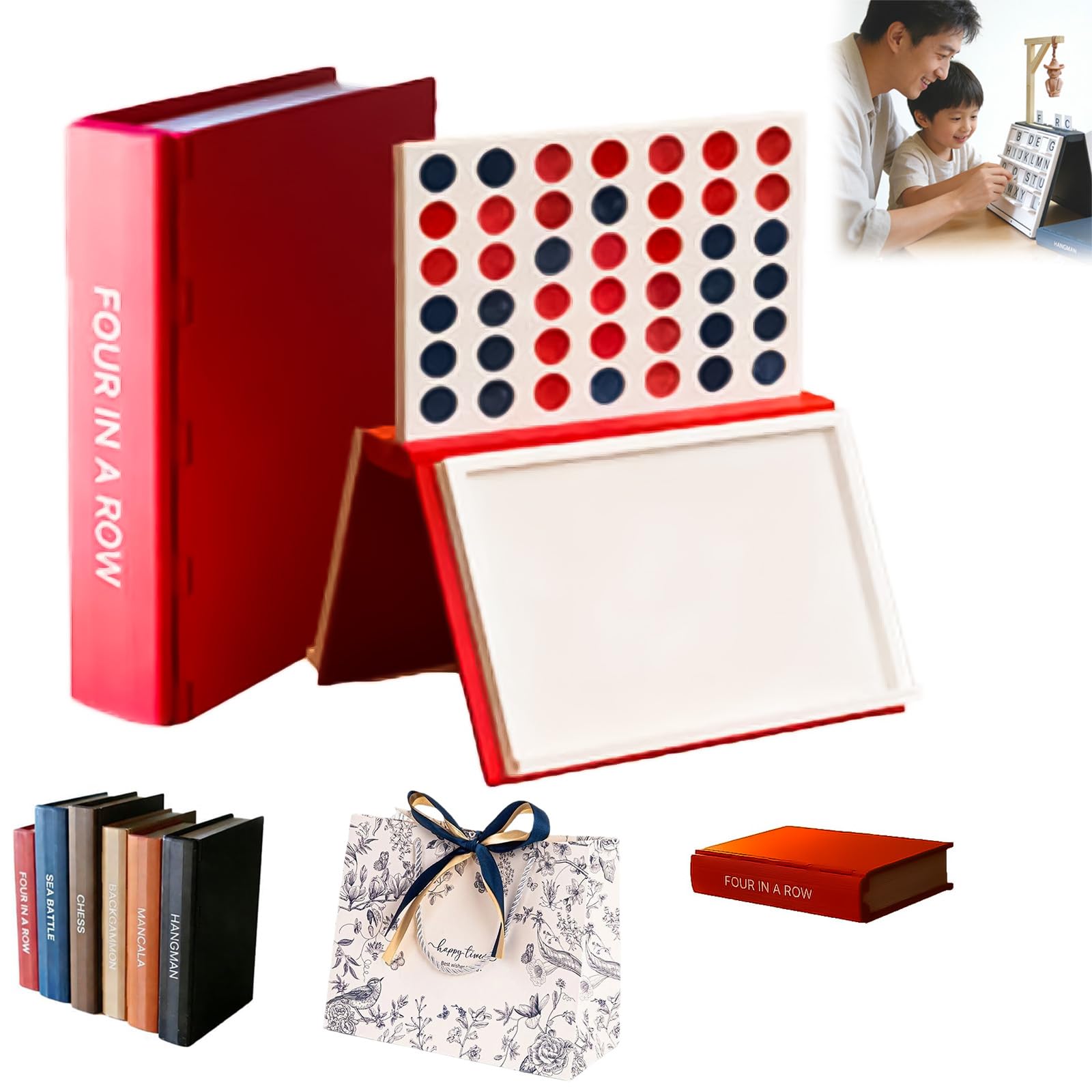 Hangman Game Book - Vocabulary Words Spelling Challenge & 3D Printed Magnetic Chess Set - Portable Board Games for Adults