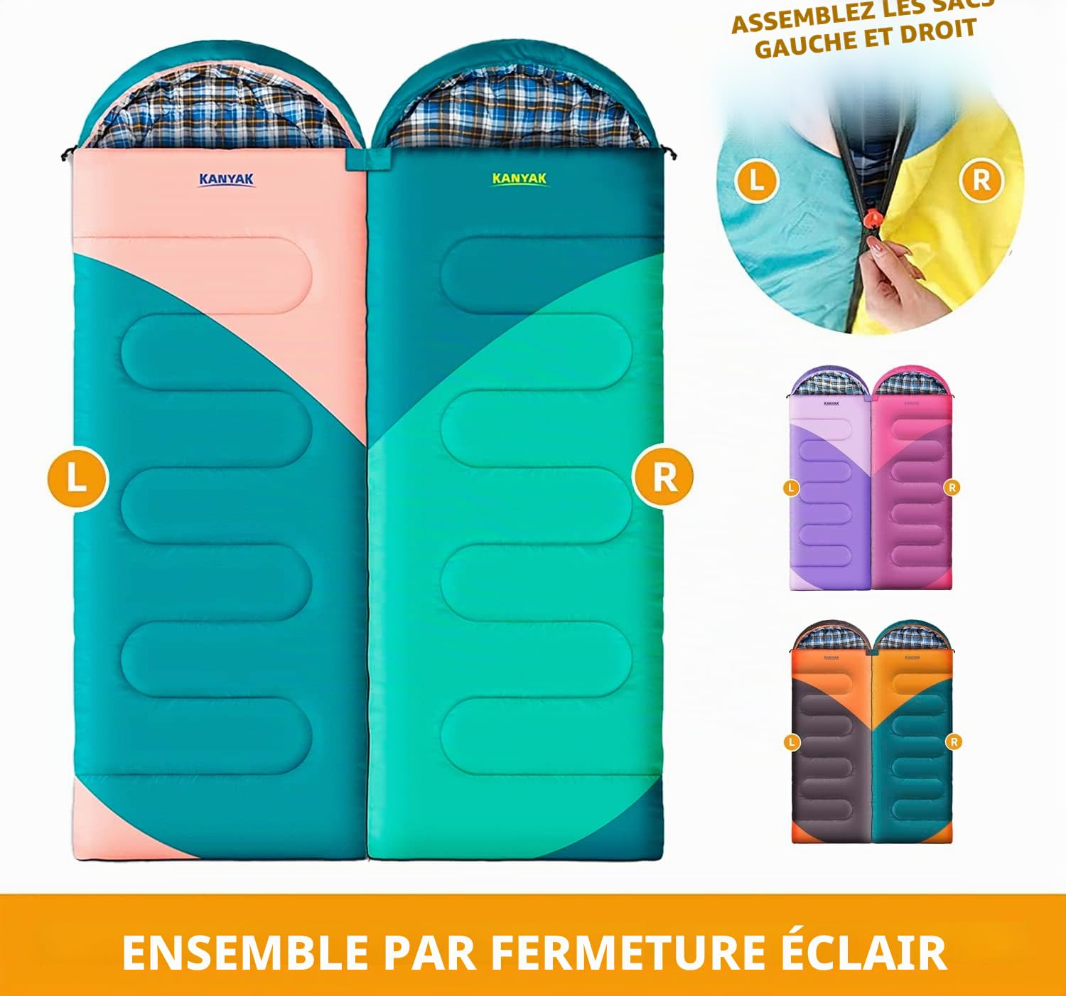 Sac de Couchage pour Camping, -0 °C, pour Adultes, Enfants, Adolescents, par Temps Froid, Sac de Couchage Chaud pour 3 à 4 Saisons, Camping, équipement de Camping, Voyage et Plein air