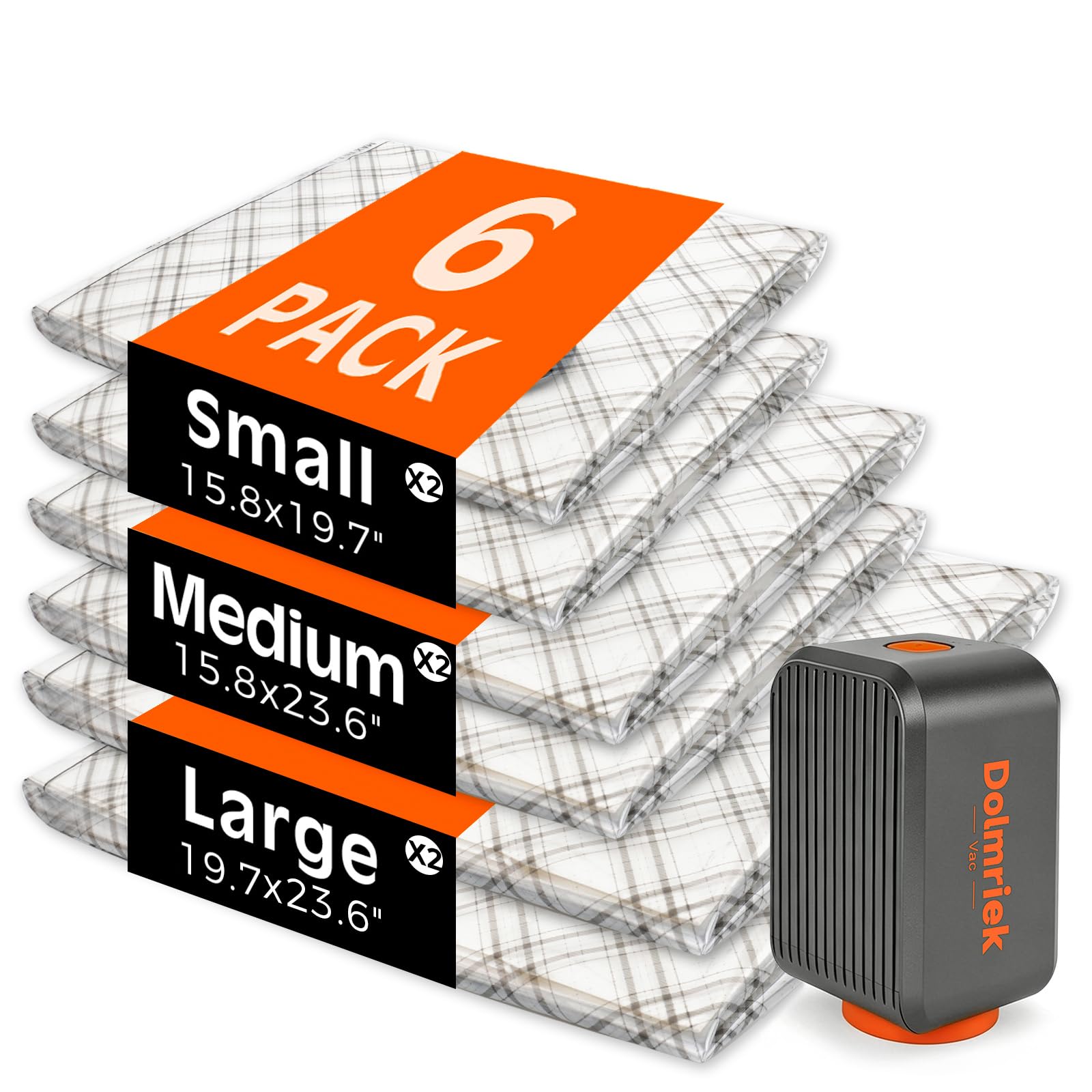 6-Pack Vacuum Seal Bags for Clothing Travel with Cordless Pump