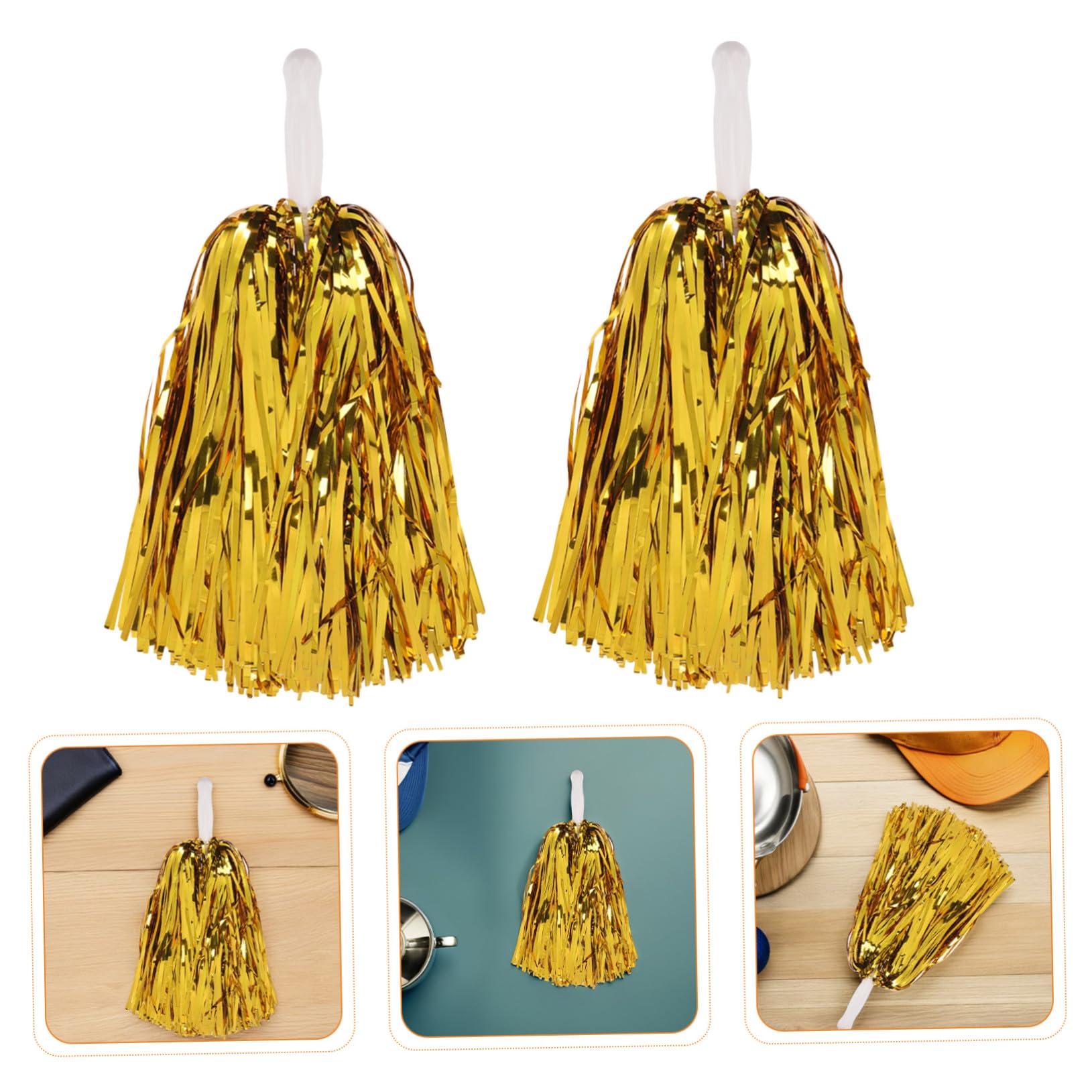 UPKOCH Pompons de Pom-Pom Girl Métalliques avec Poignée 24 Pièces