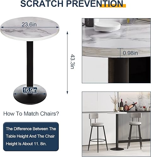 Miniatura 2 de OEODJUJS Mesa de bar de bar con mesa de mármol sintético juego de mesa de comedor contemporánea para el hogar o el hotel comedor cocina tienda de