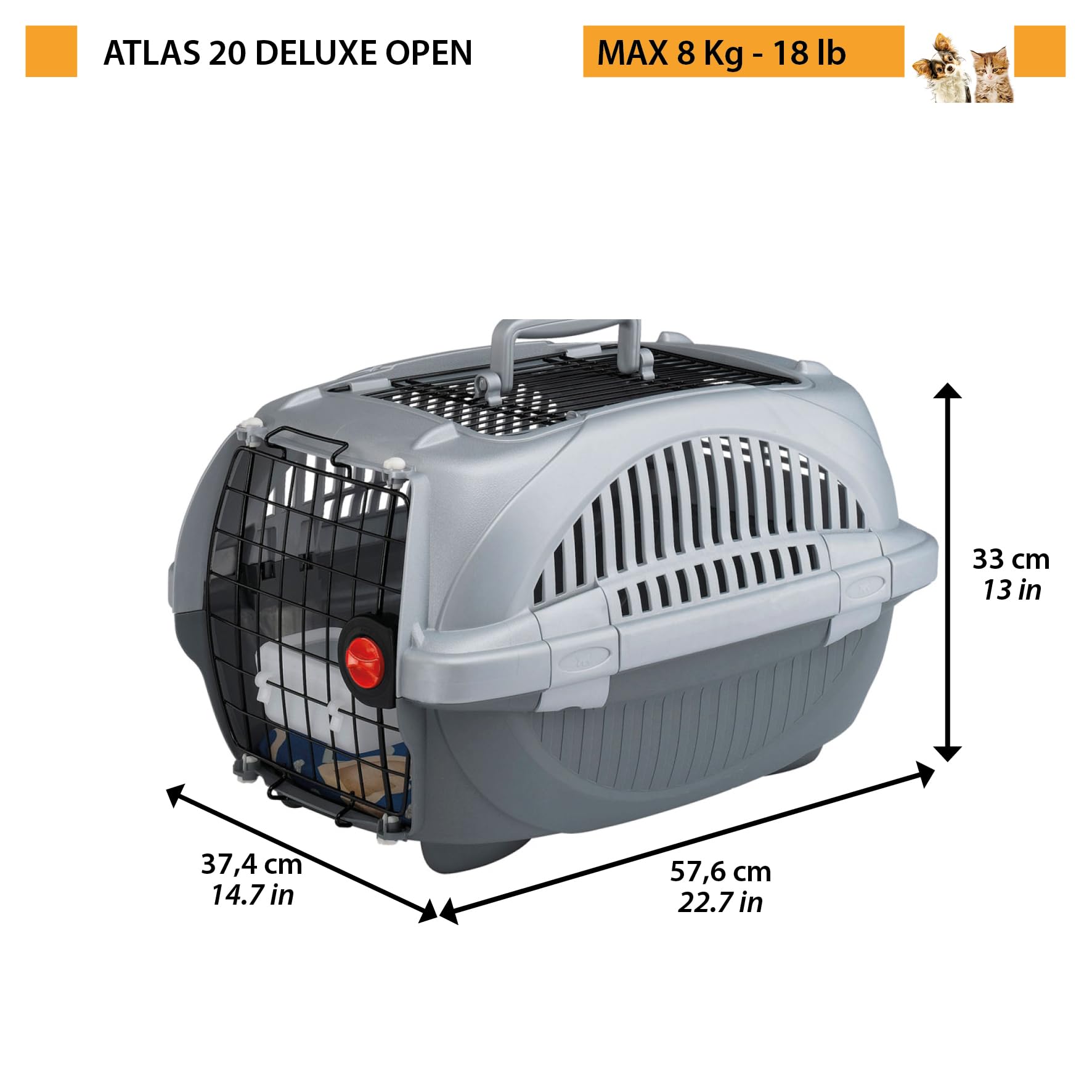 Ferplast Trasportino cani gatti viaggio tetto apribile Ferplast ATLAS DELUXE OPEN