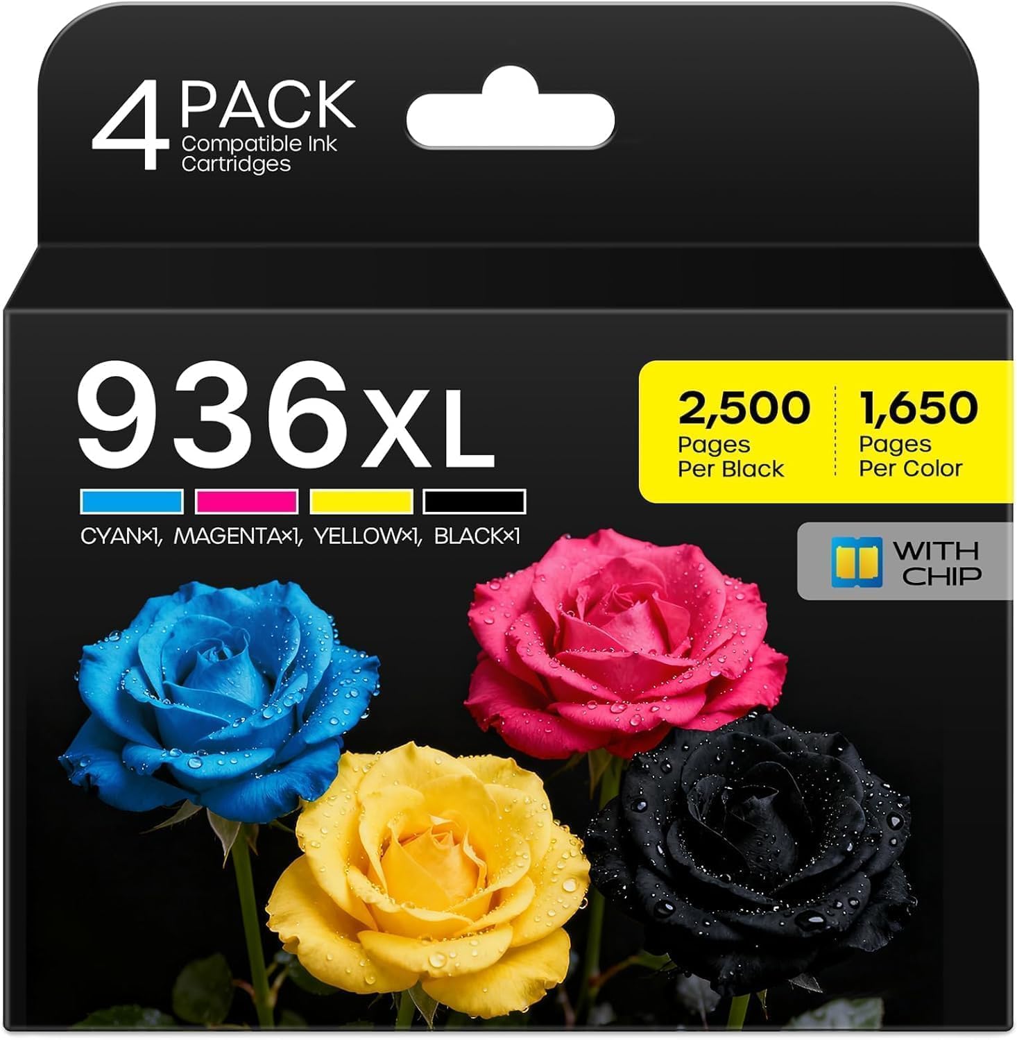 936 936XL Ink Cartridges Compatible Compatible with HP 936 936e 936XL Ink Cartridges Combo Pack Works with OfficeJet Pro 9110, 9120, 9130, 9730, 9720 Series Printers (4 Pack, BK/C/Y/M)