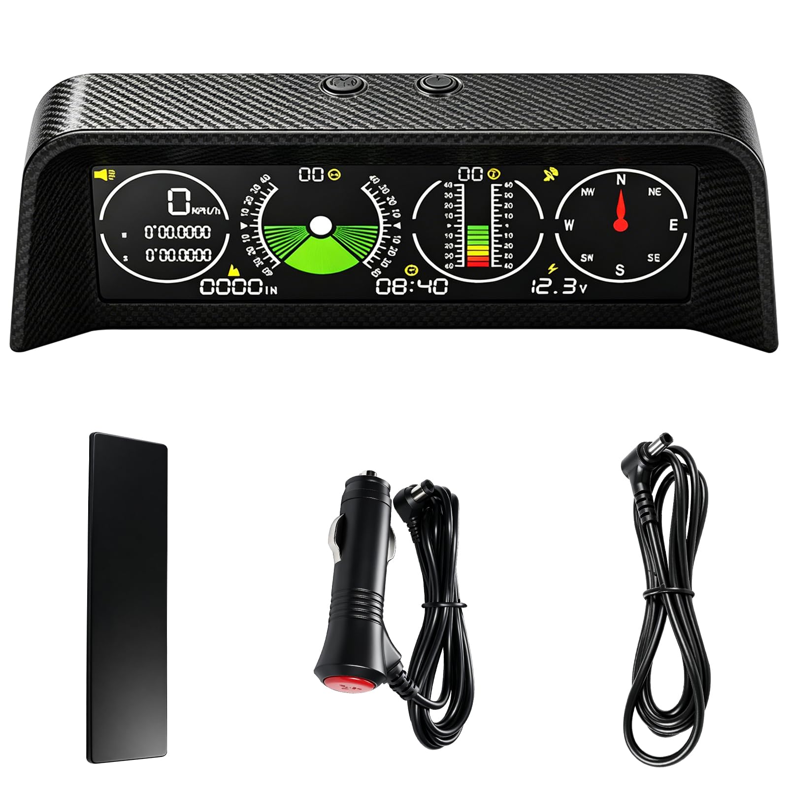 Inclinometro 4x4, Inclinometro Digitale Fuoristrada, Tachimetro Universale per Auto, Head Up Display Auto GPS HUD Con Bussola, Spina accendisigari