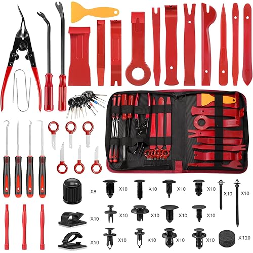 Trim Removal Tool Kit 330Pcs Car Removal Tool Kit Pry Tool Set Auto Clip Pliers Panel Door Radio Dash Window Bumper Adhesive Cable Clips Retainer Clip Set Terminal Removal Tool Set Fastener Remover