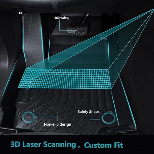 Miniatura 3 de Juego de tapetes de 2 filas y forros de carga, ajuste personalizado para Cadillac XT5 2017-2024, protector para todo tipo de clima, tapetes de goma