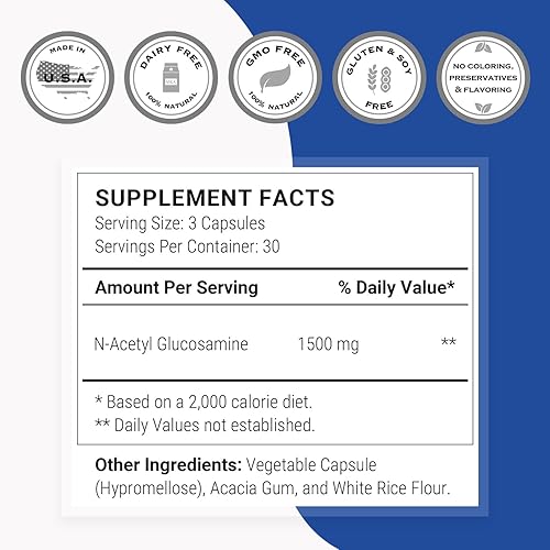 Miniatura 4 de Supersmart - Suplemento NAG 1500 mg por día (N-acetil glucosamina) - Sulfato de glucosamina de alta absorción | Sin OMG y sin gluten - 90 cápsulas