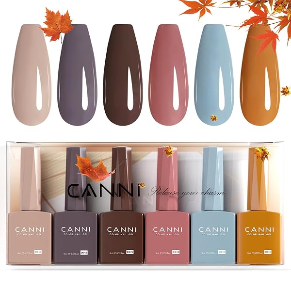 CANNI 6 Colors 9 ML Gel Nail Polish Set, Purple Yellow Gel Polish Kit, Soak Off LED Nail Gel Manicure Kit