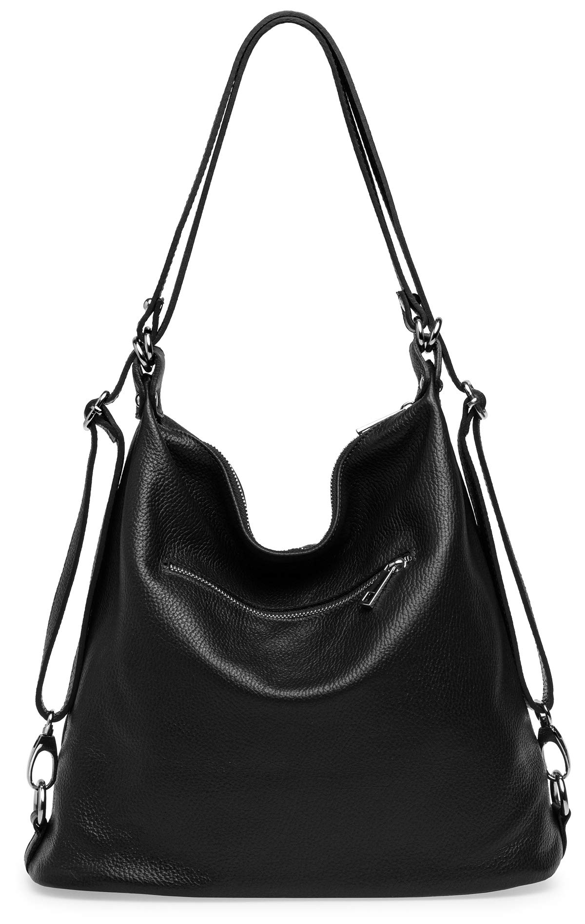 Caspar 2 in 1 Schultertasche Rucksack aus Leder Damen Tasche - PREMIUM LINE - Modell No.796 - Made in Italy