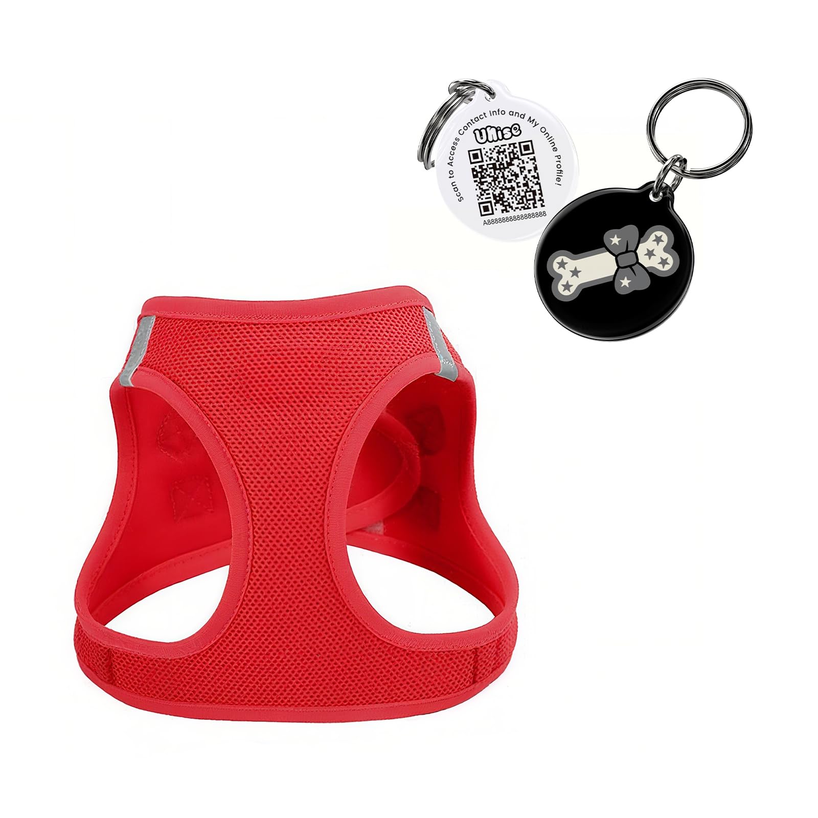 No-Pull Reflective Vest-Style Dog Harness, Red, L, Includes C29 Smart QR Code Anti-Lost Pet ID Tag, Ideal for Walking, Running, and Training