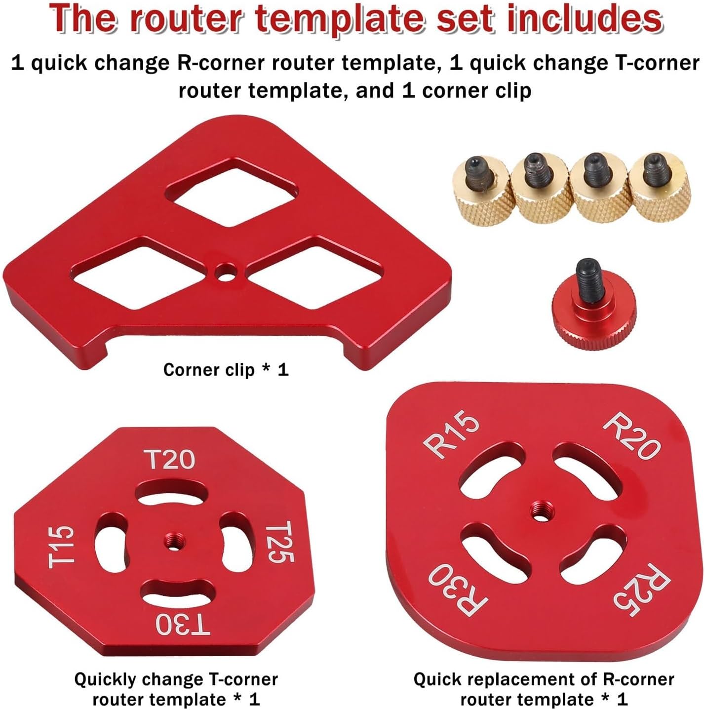 3Pcs Corner Routing Template Set Woodworking Round Corner Chamfer Template Precise Radius Jig Router Template for Curved Cutting(Type B)