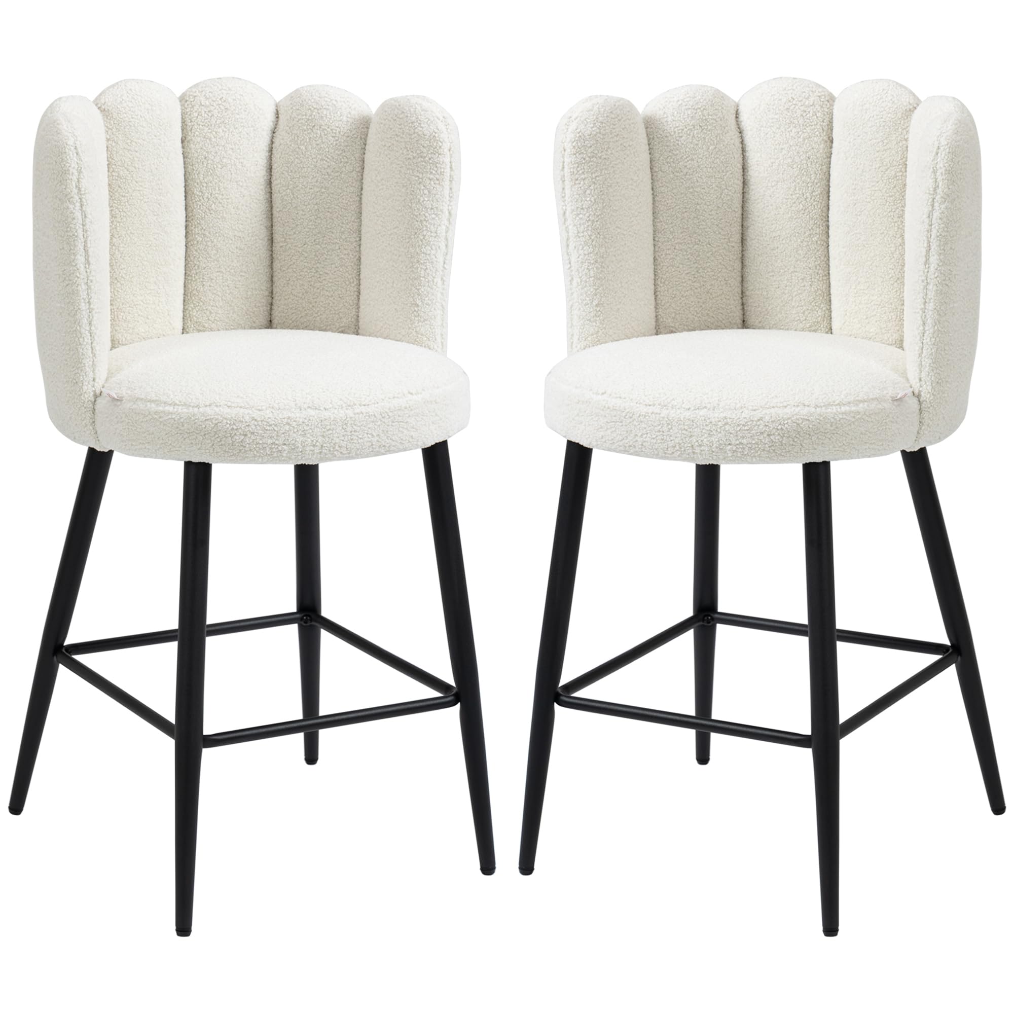Chaises de bar bouclées crème 65cm pour moments conviviaux