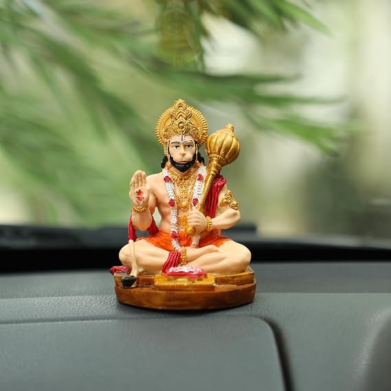 Multi Color Handmade Bajrang Bali Lord Hanuman Idol | Hindu Monkey God Idol | Idol for Car, Office and Home Decor | 8 cms | Gifting Purpose (Lord Hanuman Statue) – Pack of 1