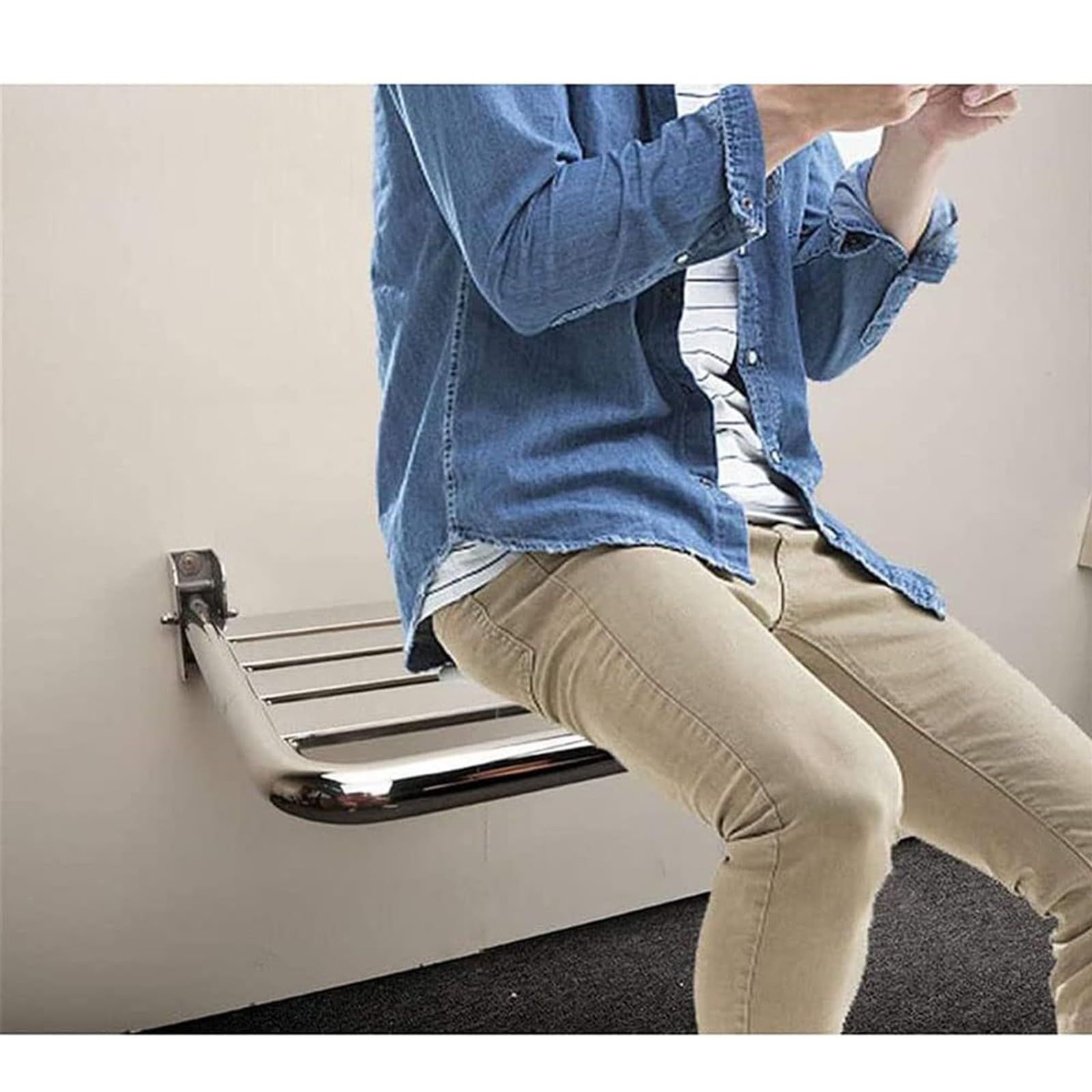 Silla Ducha Plegable Acero Inoxidable,Asiento Ducha Plegable Pared Montada,Taburete de baño,Silla Abatible Ducha Montado en la Pared,Silla Antideslizante Plegable Cuarto Baño para Discapacitado