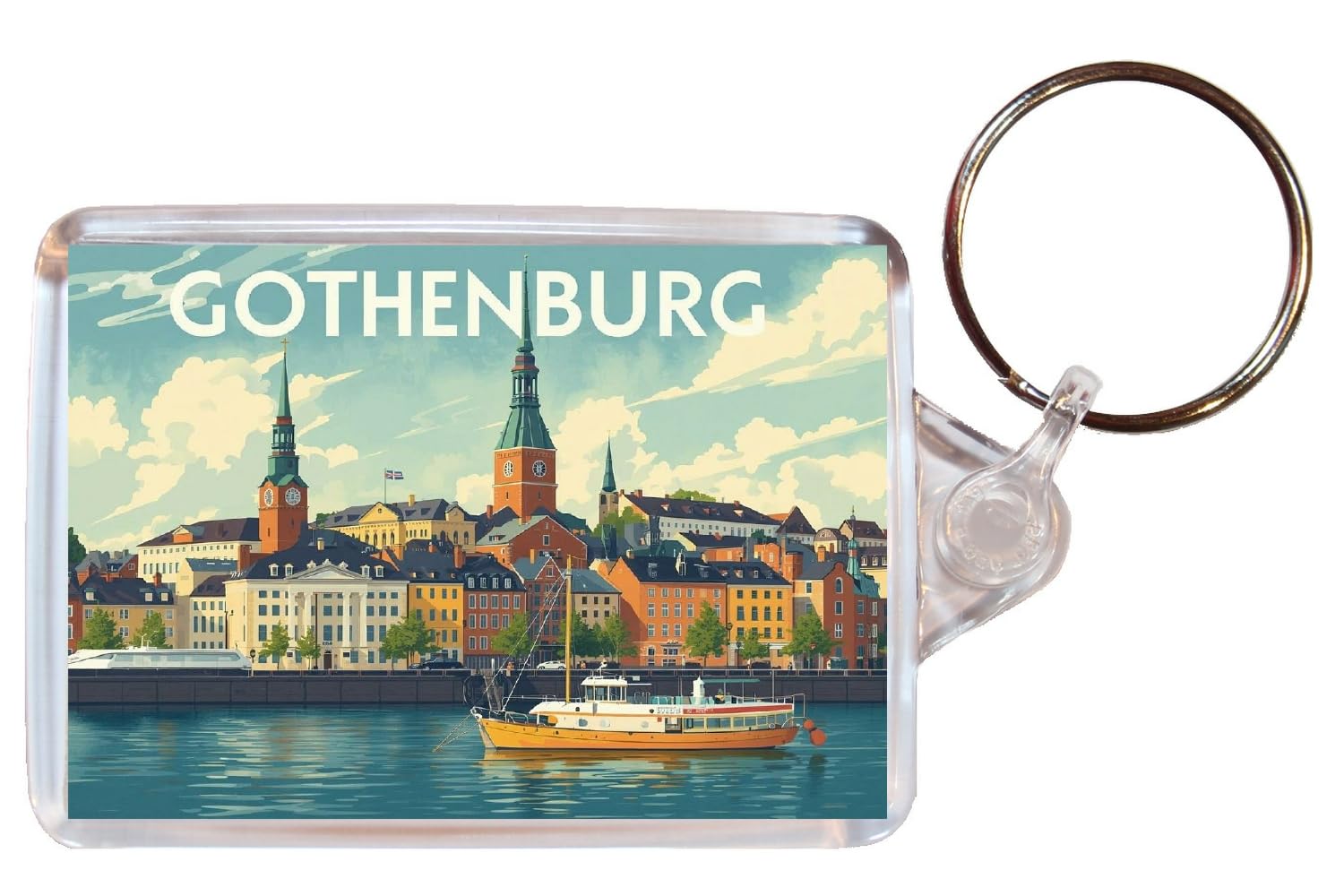 Baked Bean Store Multicolor Gothenburg - Sweden - Double Sided Keyring Artistic Bbs26key201