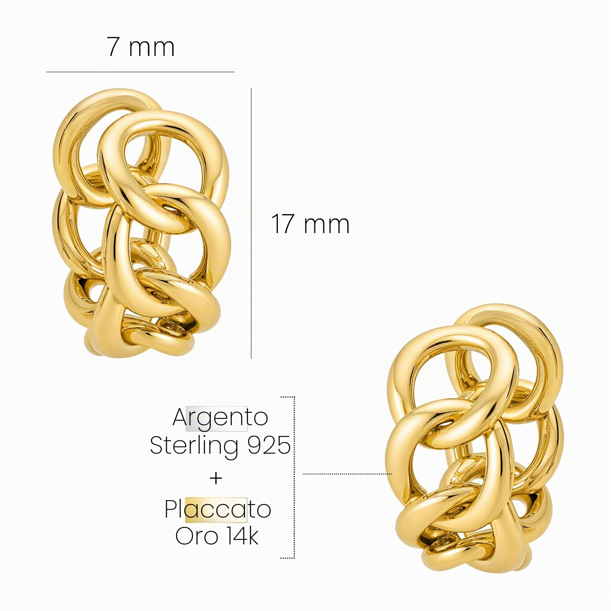 SOFIA MILANI - Orecchini da Donna in Argento 925 - Creoli Catene a Maglie