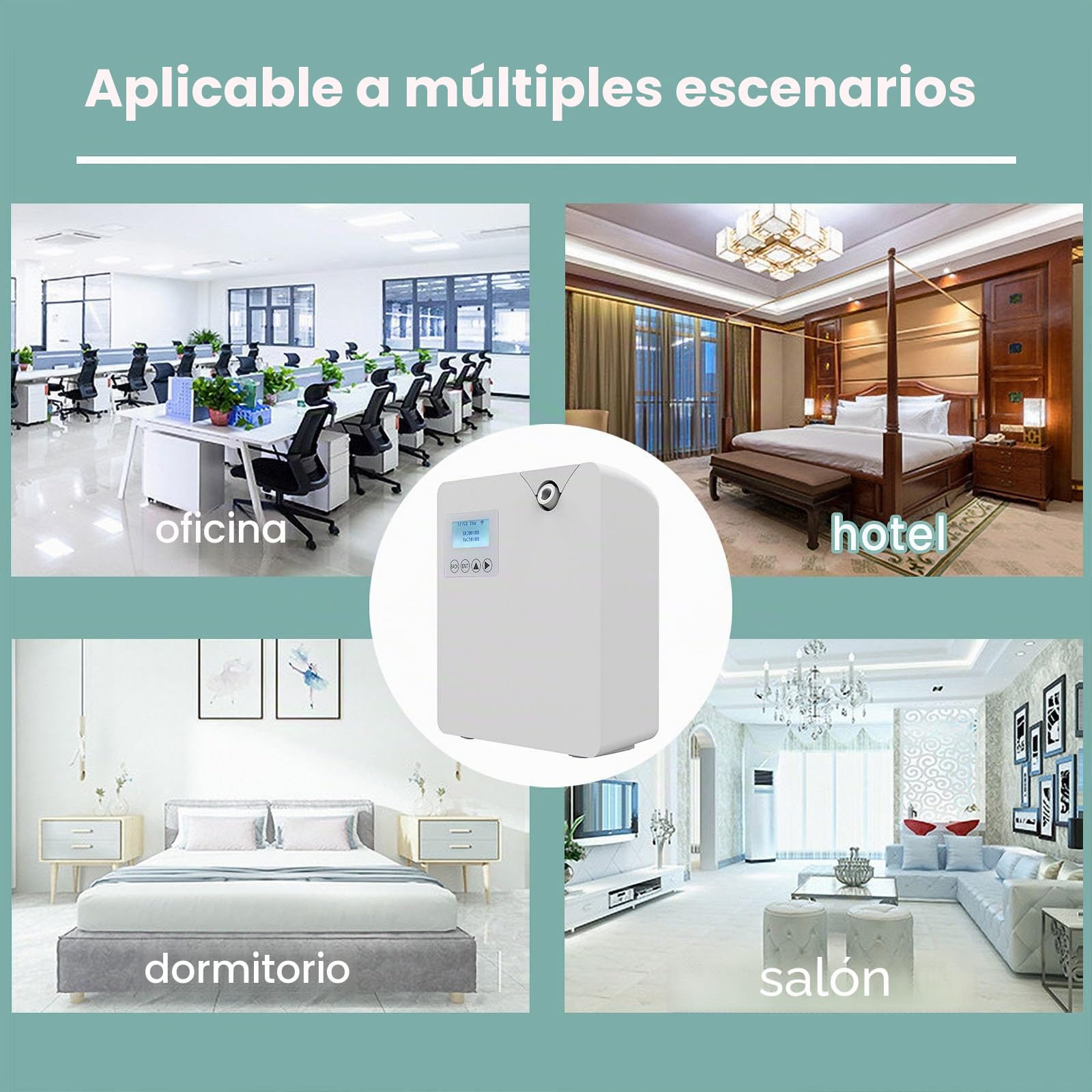 Difusor de aceites Esenciales sin Agua - Difusor de aromaterapia Bluetooth y Wi-FI - Difusor Profesional sin Agua - 300 ml - para Habitaciones Grandes (Blanco)