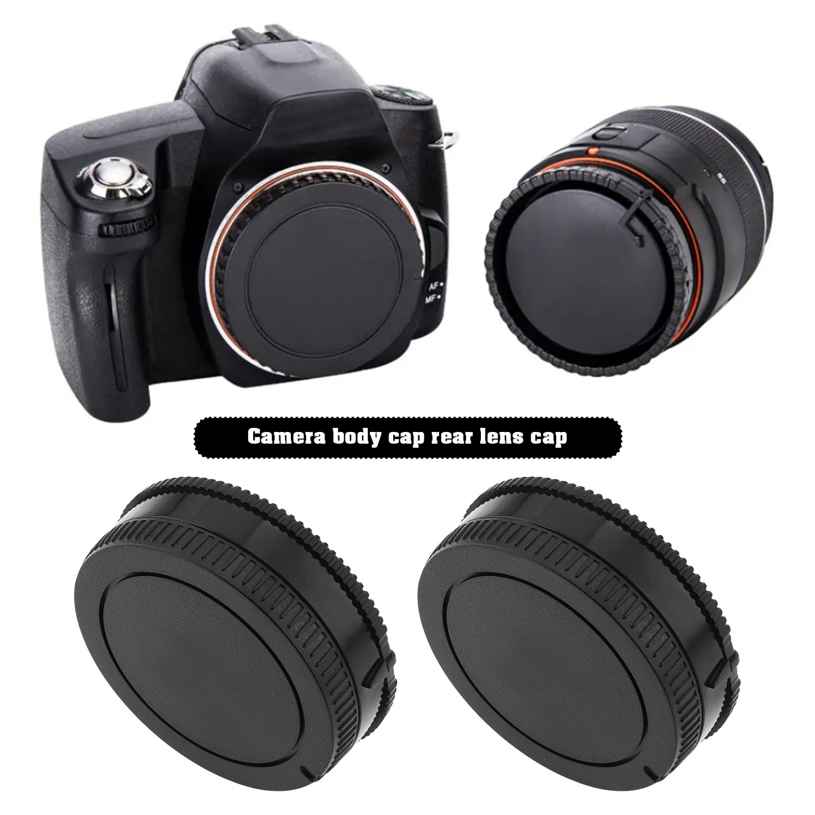 VGOL 3 Sets Plastic Body Cap and Rear Lens Cap 64.5 x 19.2mm Compatible with Sony A100 A200 A230 A290 Compatible with Minolta AF Black - Image 2