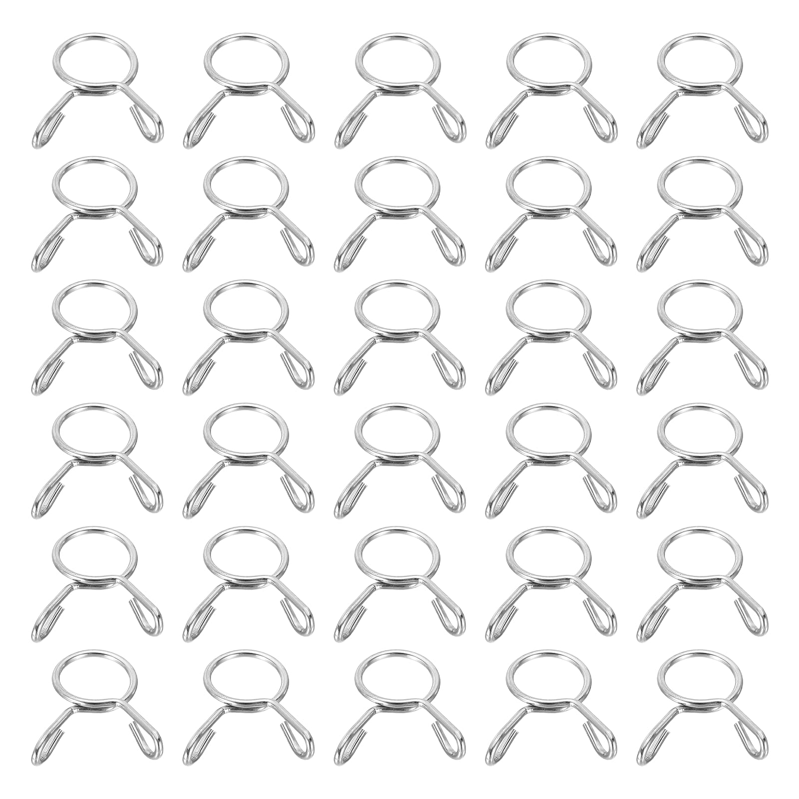 sourcing map Fuel Line Hose Clips 30Pcs 8mm ID 9.3mm Clamp Dia. 304 Stainless Steel Tubing Spring Clips Clamps Assortment for Air Hose Tube Water Pipe Motorcycle Scooter ATV, Silver