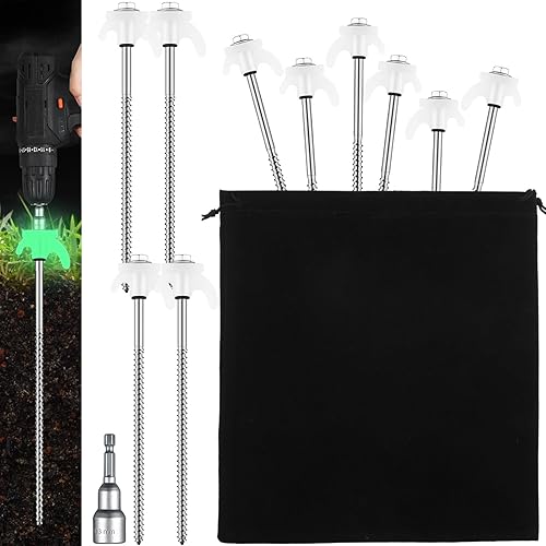 Miniatura 13 de 20 estacas de tienda de campaña de 8 pulgadas, estacas de tienda de campaña resistentes, anclajes de tierra perforables, clavijas de metal