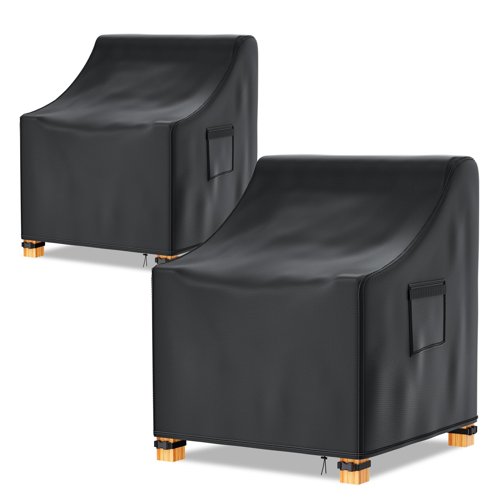 EGIS 2 Pack Heavy Duty Waterproof Patio Chair Covers - 600D Oxford, 30x37x31 Inch, For Outdoor Lounge & Deep Seat Chairs