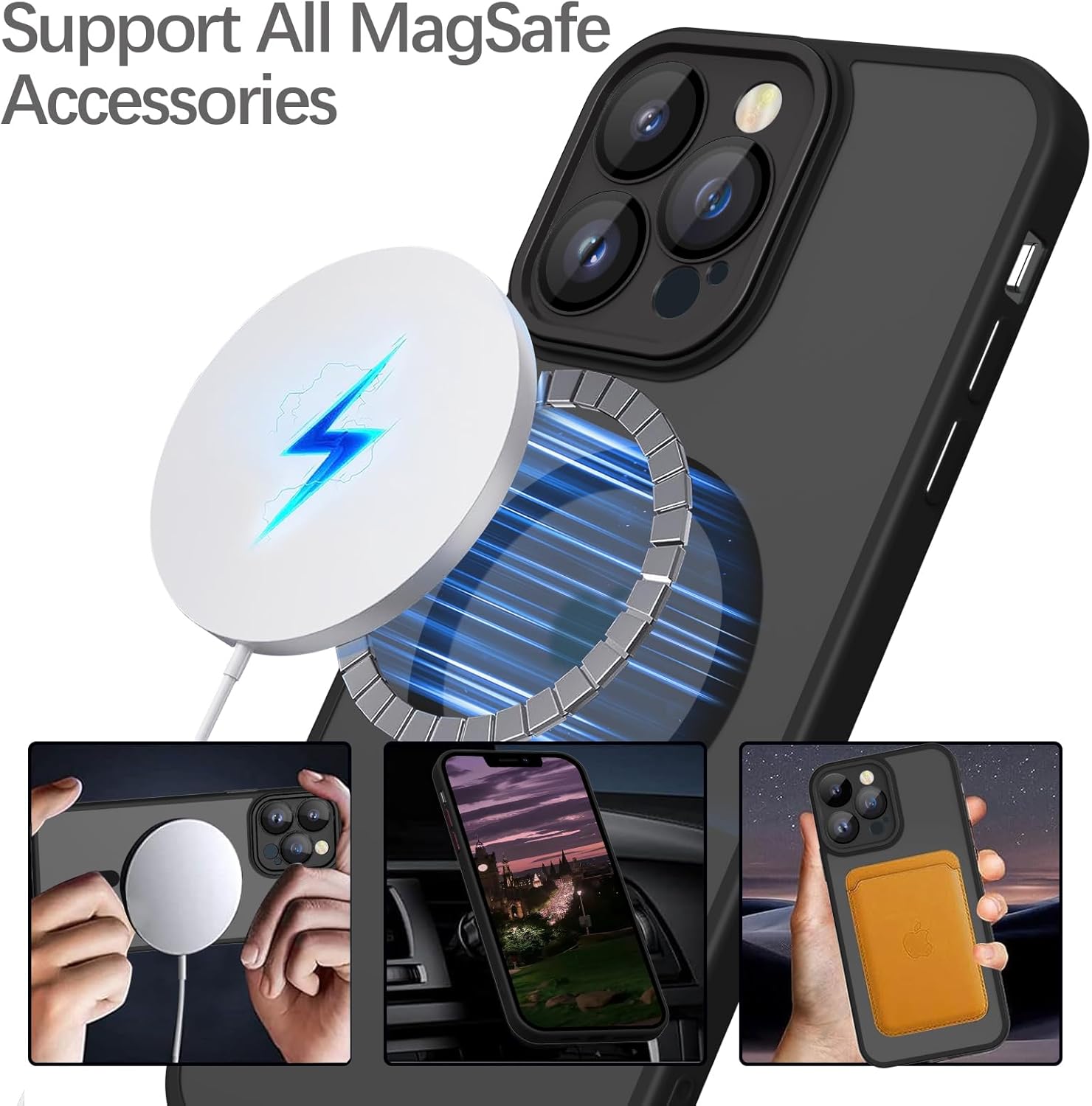 Phone Case for iPhone 12 Pro Max Case Compatible with MagSafe, YUANDMI Case for iPhone 12 Pro Max Magnetic Slim Thin Translucent Matte Back Shockproof Anti-Yellow Protective Cover Case Black - Image 5