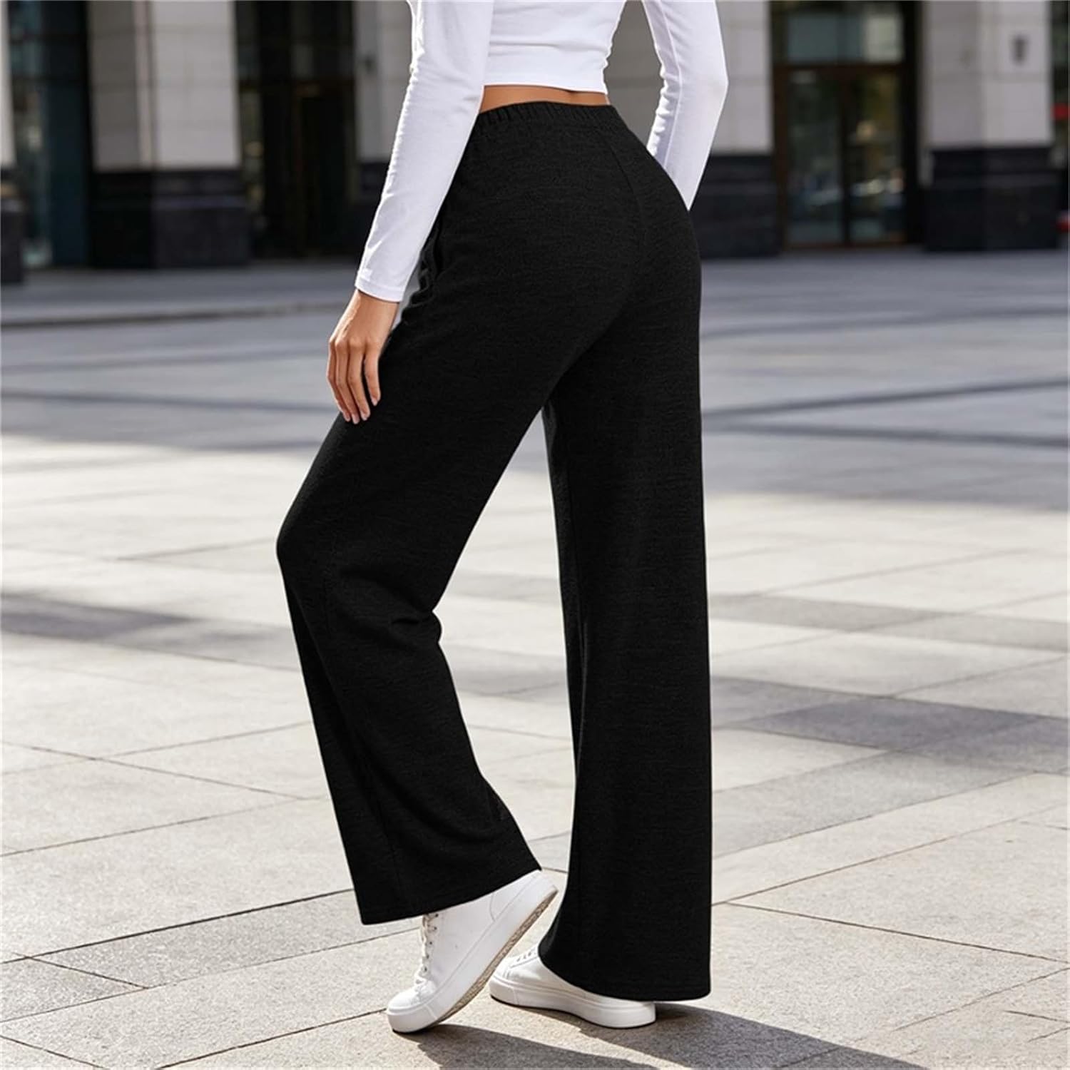 Womens Wide Leg Pants with Pockets Lounge Trousers