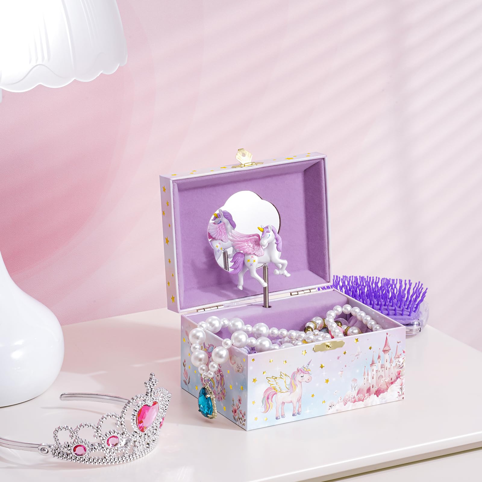 ProCase Portagioie Bambina Unicorno con Carillon, Unicorno Scatola di Gioielli per Le Ragazze, Regali di Compleanno per Le Bambine Bambini Bambino-Rosa (Solo Scatola)