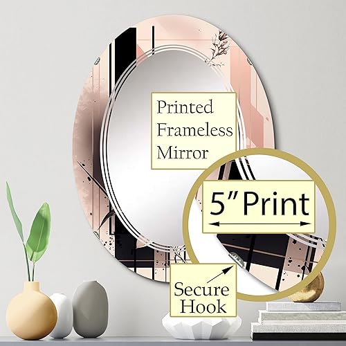 Miniatura 3 de Hyperrealistic Minimalism Abstract Roses II - Espejo de tocador, espejos de baño, espejos de pared para sala de estar, dormitorio, espejo ovalado,