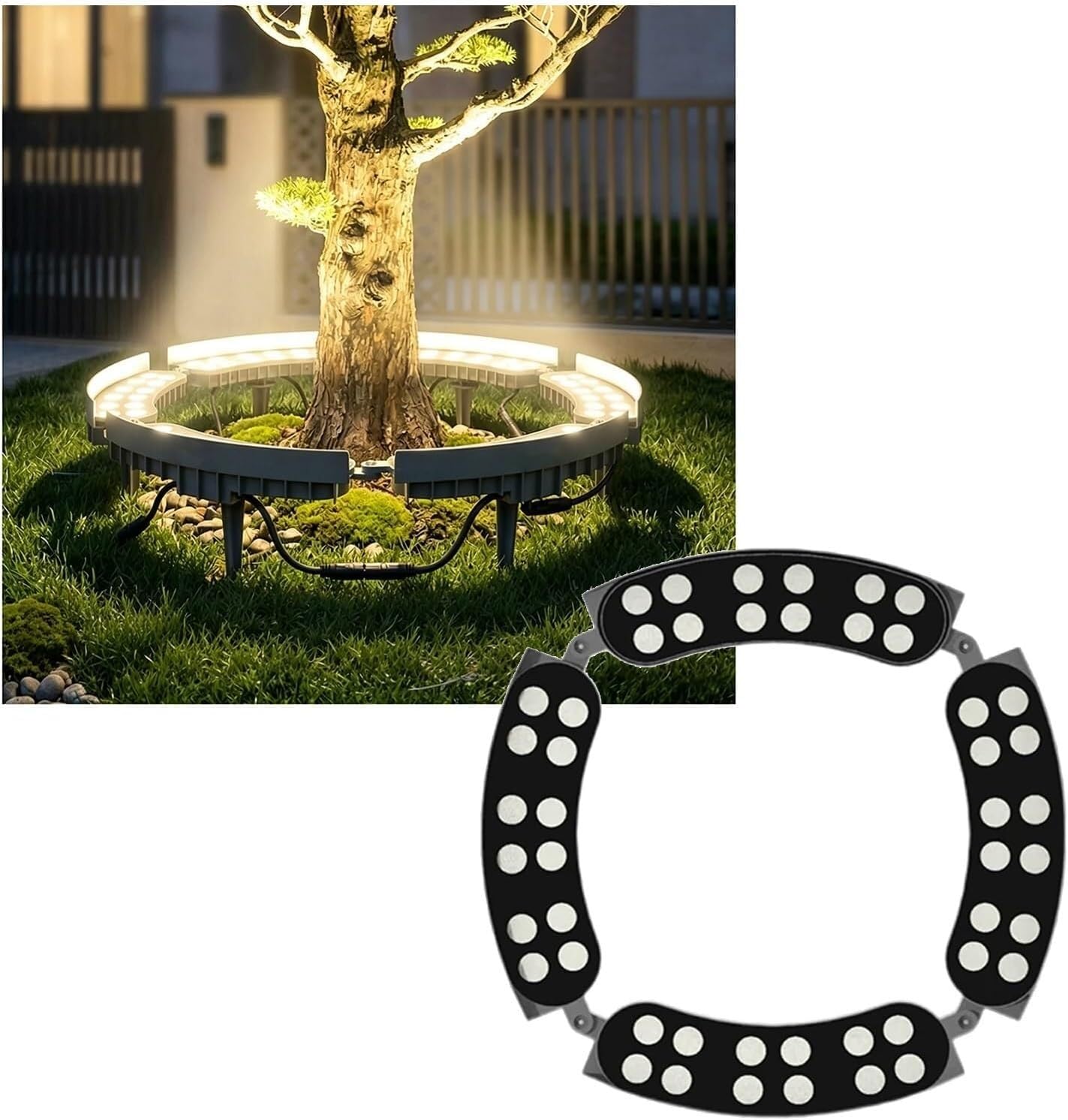 k3Mq9Rw Solar Tree Lights Low-voltage Landscape Tree Ring Lights, Suitable For Gardens, Courtyards, And Palm Trees(4 Packs)