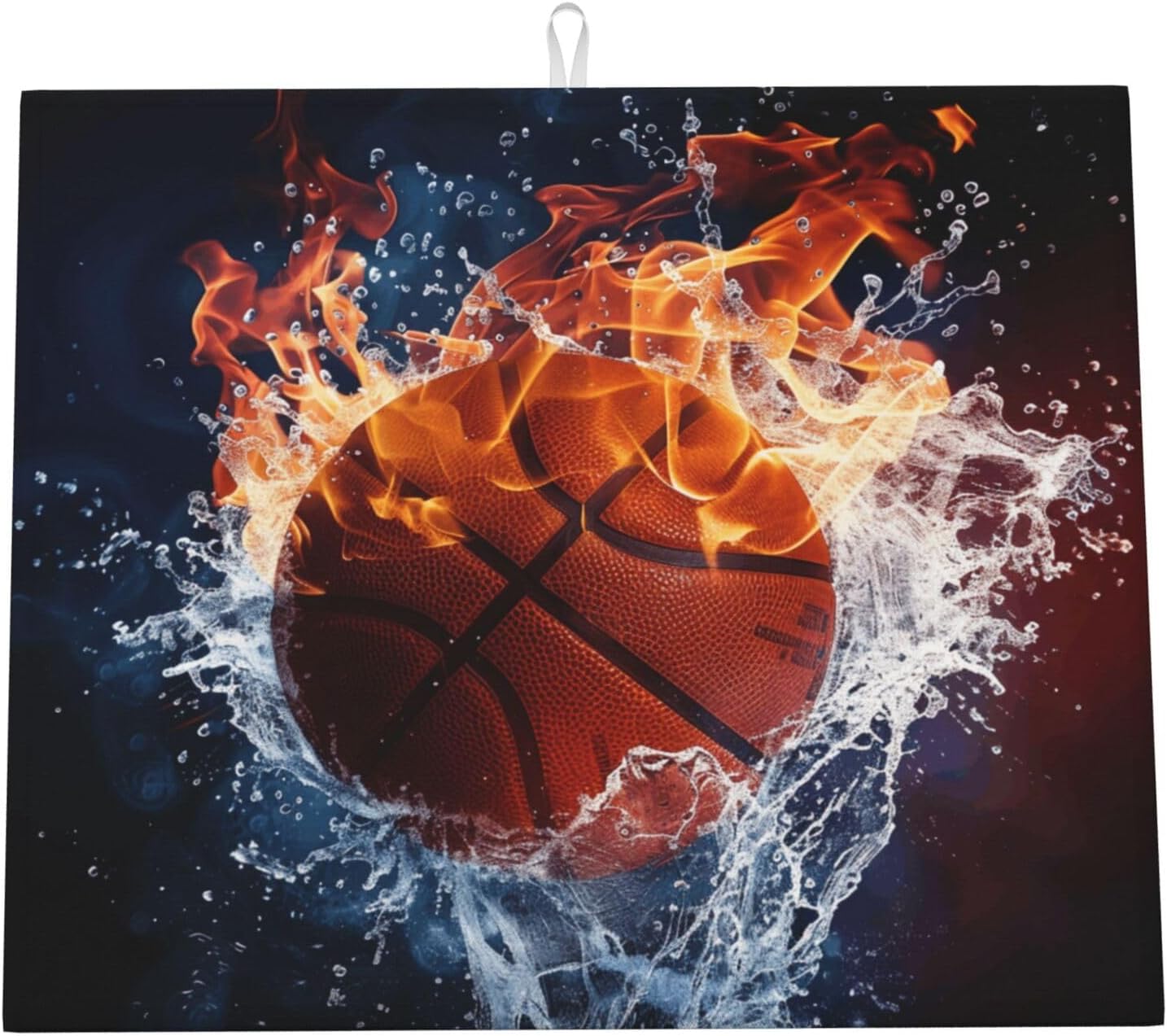 Water Splash Orange Basketball Dish Drying Mat For Kitchen Counter Dry Mats Microfiber Dish Drainer Mat Protector Pad Absorbent Fast Drying Kitchen Must-Have 16x18 Inch