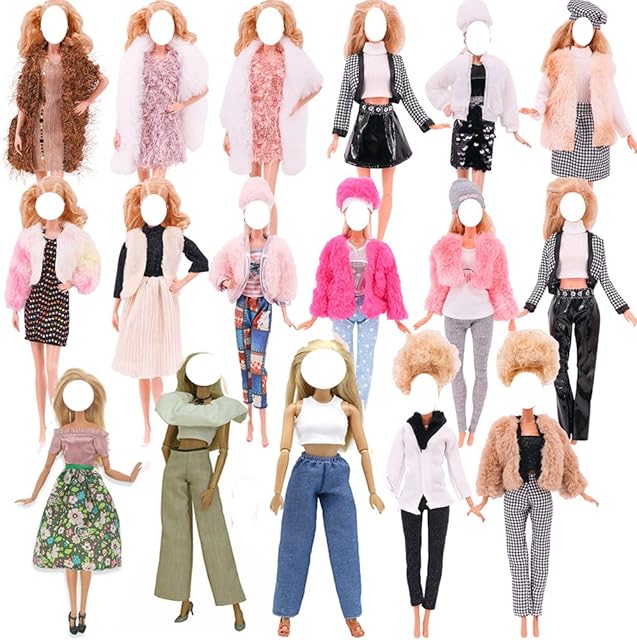 Lance Home Doll Clothes, 8pcs Fashion Outfits 10 hangers 10 Pairs Shoes Autumn Dresses Summer clothes Windbreaker Pants Shoes Bag Hat For 29cm Dolls Accessories Baby Gifts