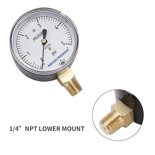 Miniatura 6 de MEASUREMAN Diafragma Tipo Cápsula Manómetro de Baja Presión, 2-12" Dial, 14" NPT Montaje Inferior, Ajustable, 0-5Psi