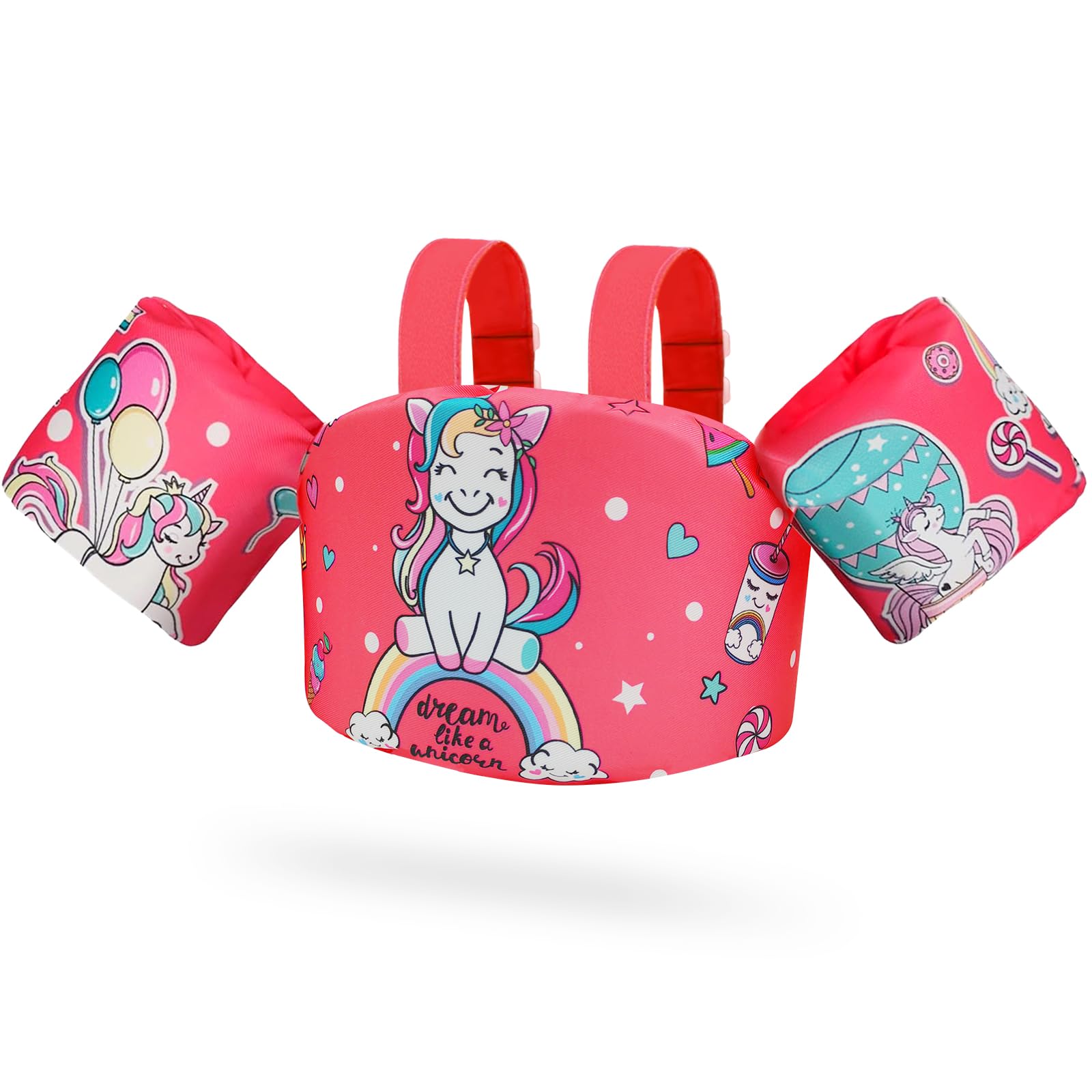 Chaleco Flotante Natación para Niños con Brazalete Correa para el Hombro, Manguitos Piscina para Bebé para Niños y Niñas de 2,3,4,5,6, Años, 10-30 KG Chaqueta de Entrenamiento para Nadar Aprendiendo