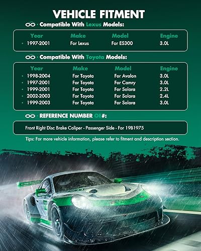 Miniatura 3 de SCITOO Pinza de freno delantera derecha (lado del pasajero) con soporte 19B1975 compatible con Lexus ES300 1999-2001, para Toyota Avalon 1998-2004,