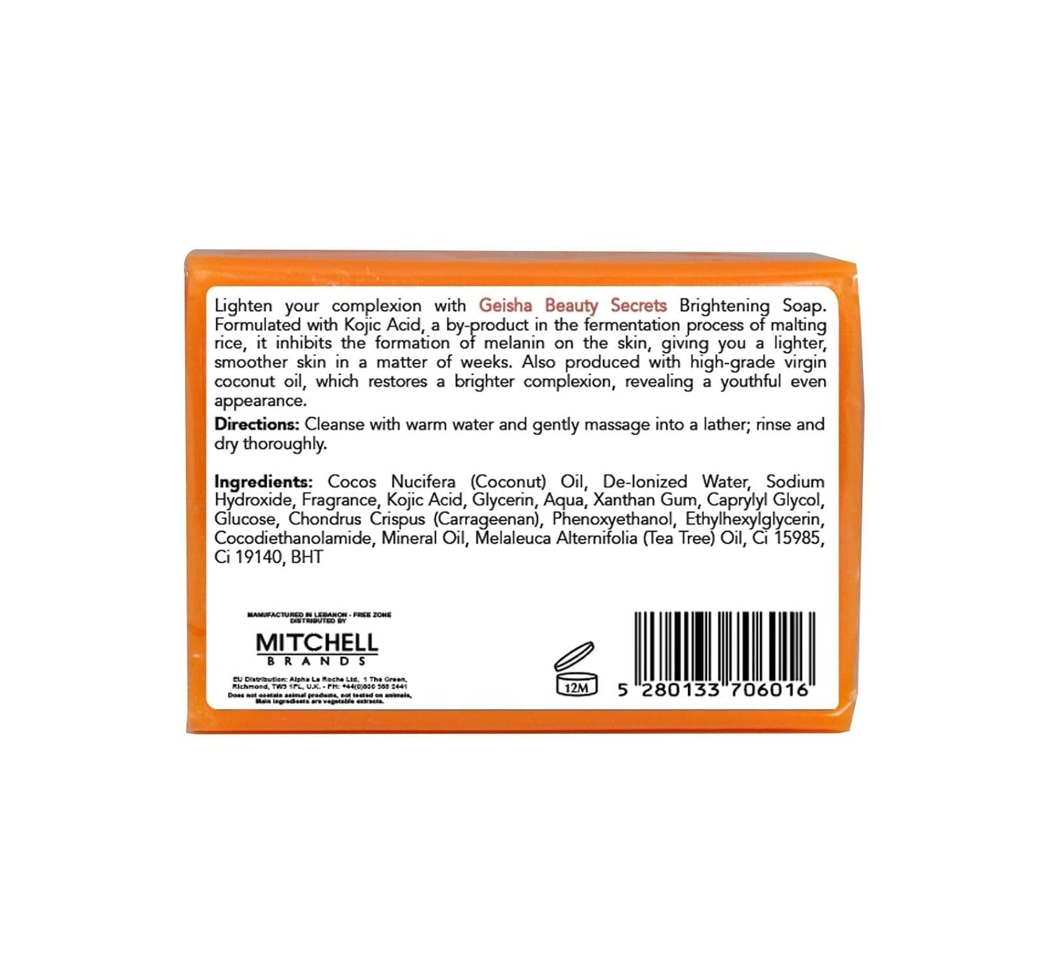 OMIC Geisha, Kojic Acid Soap - 7 oz / 200g - BIG SIZE Skin Brightening Bar, Helps to Reduce Pigmentation on: Face, Body, Hands, Knuckles, with Coconut Oil,