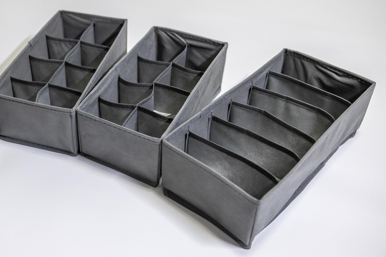 Daisy Blu Grey Minimalist 6 Pack Clothes Drawer Organizers, 69 Compartments, 24 Cells, Expandable, Foldable, Durable, Light Weight, Under Bed Storage