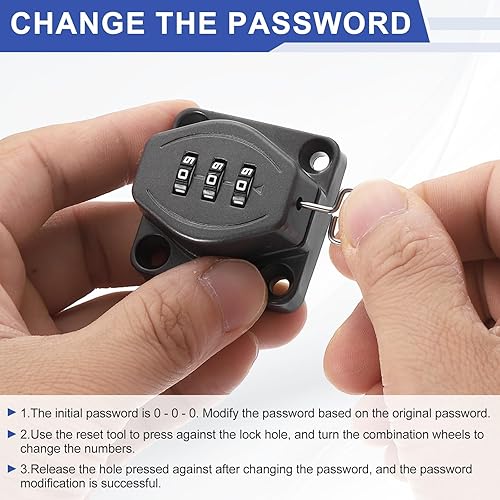 Miniatura 6 de PATIKIL Cerradura de combinación de gabinete sin llave de 3 pulgadas, 2 piezas de aleación de zinc de 3 dígitos con contraseña giratoria de