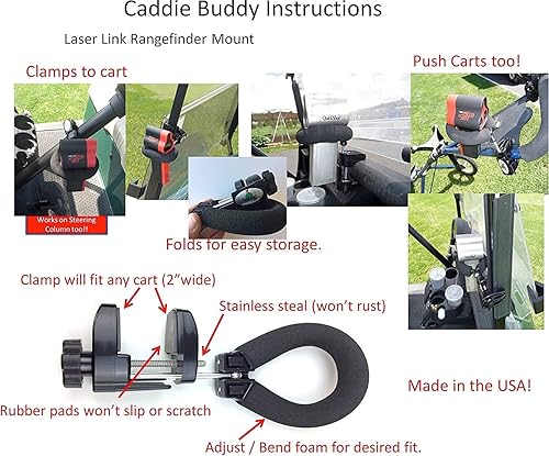 Miniatura 4 de Carrito de golf Mountsoporte para enlace de láser redhot, Switch Tour, RH2, Quickshot, Eagle Rangefinders.