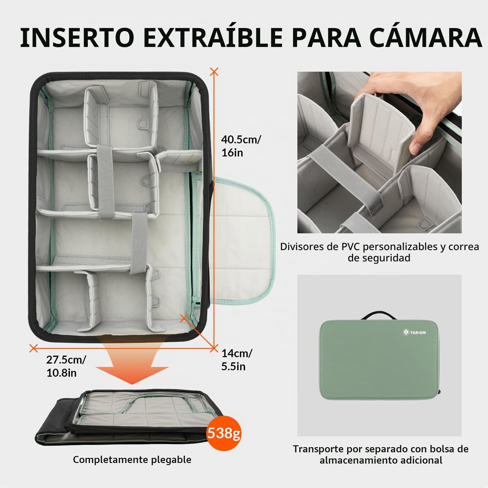 TARION Mochila Fotografía Expandible Senderismo - 35L Mochila Cámara Urbana Impermeable - Espacio Drone Trípode Portátil 16 Pulgadas DSLR SLR XProber