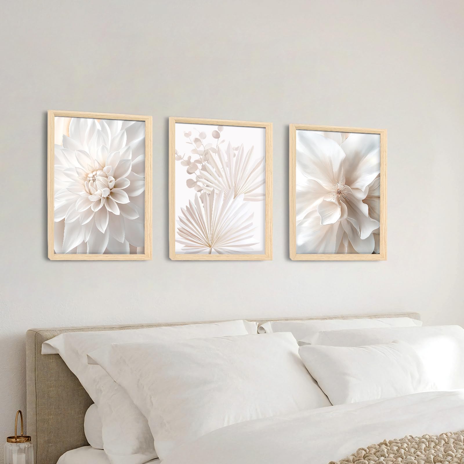 3 Pcs Wooden Framed Canvas Wall Art Set Bohemian Sage Green Canvas Prints Poster Geometric Line Beige Green Pictures for Living Room Bedroom Dinning Room Hallway Stairs Wall Decor 30x40cm x3pcs — view 186