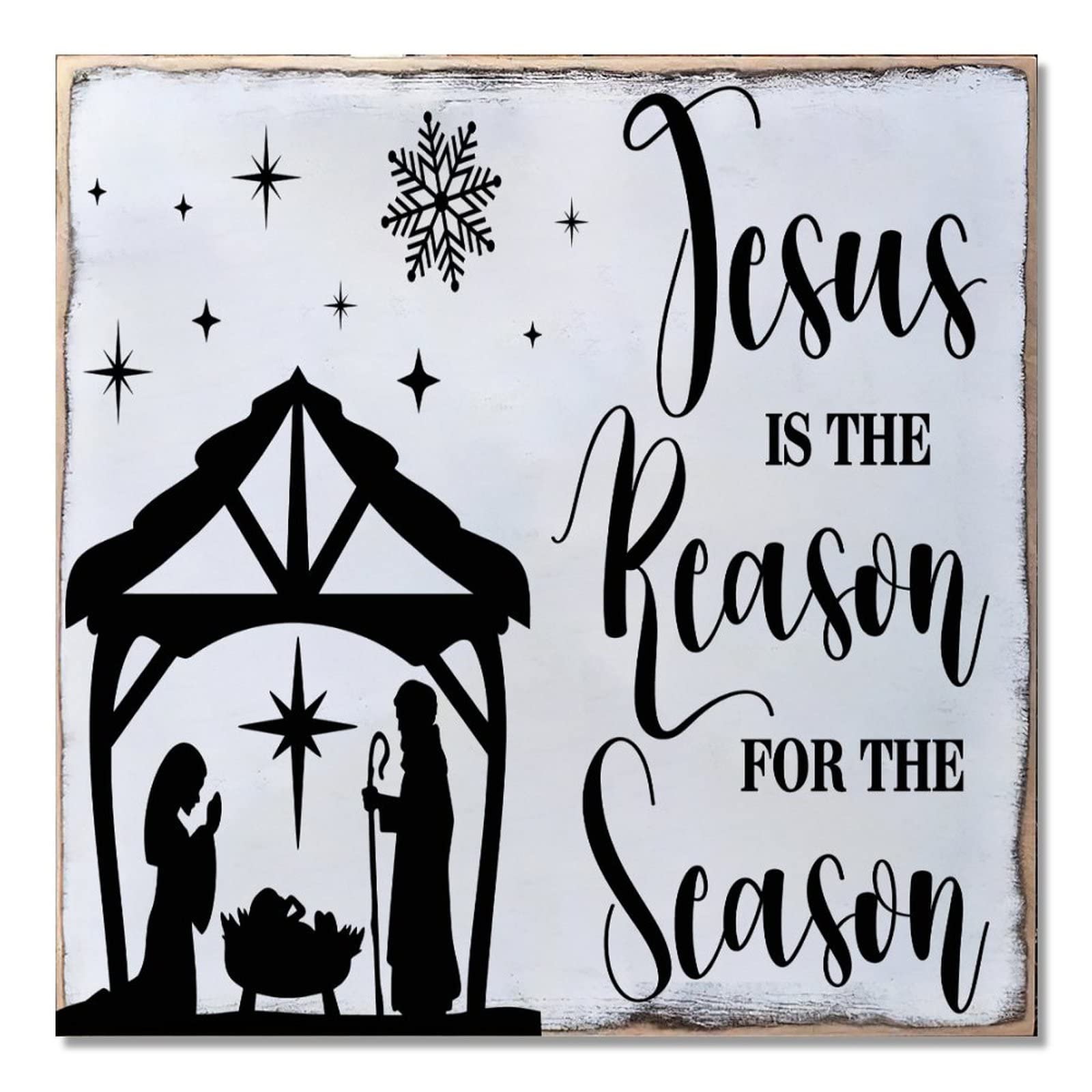 Suspension de Noël Jesus Is The Reason pour porte en bois noble style rustique