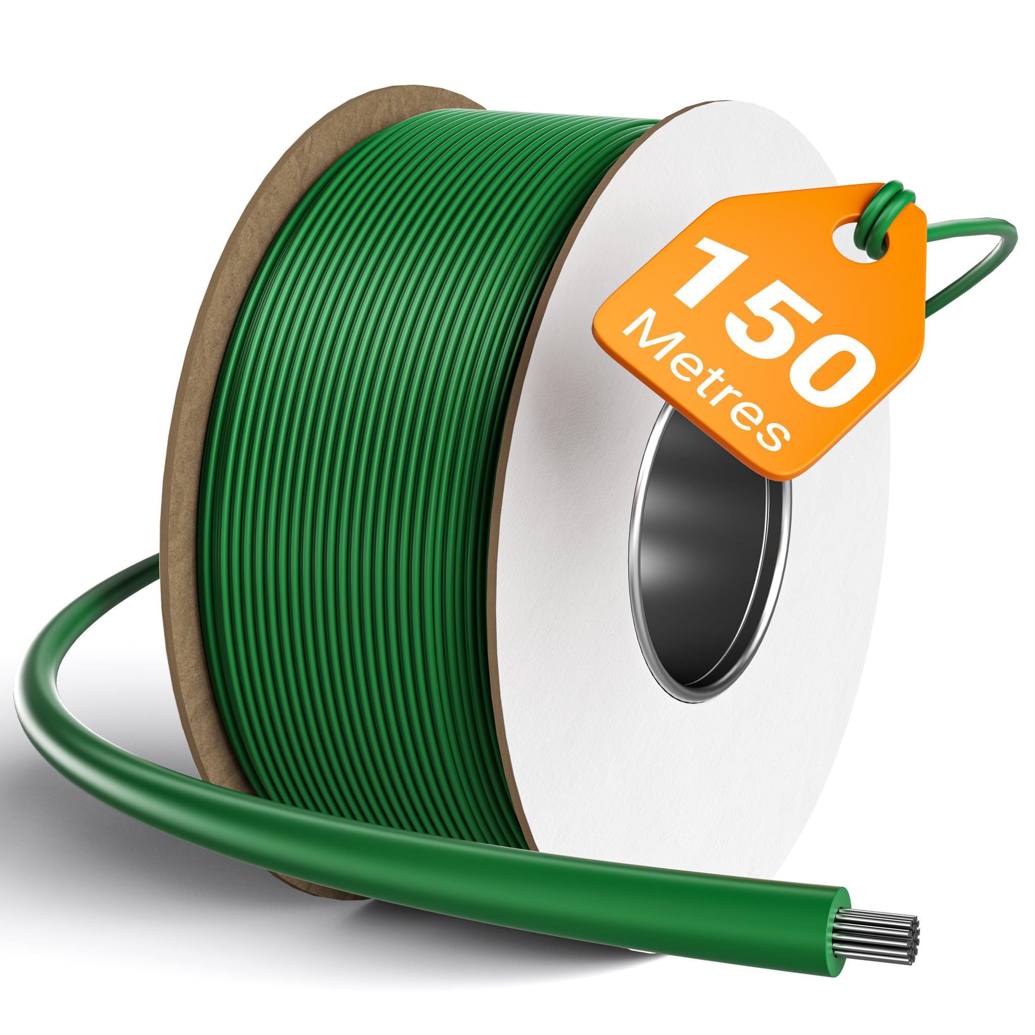 Wiltec Green Robot Lawnmower Boundary Wire, 150M Durable Copper-Coated Aluminium Wire, Adapts To All Garden Layouts, Perfect For Robotic Lawnmowers