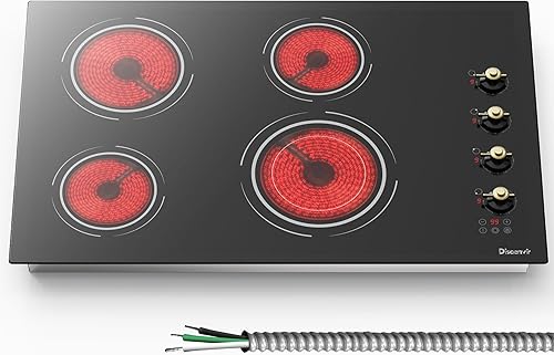 Estufa eléctrica de 30 pulgadas Estufa eléctrica de 4 quemadores 6700 W integrada, 30 pulgadas de cerámica radiante con control táctil,