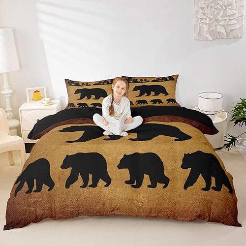 Miniatura 30 de Juego de ropa de cama de caza de ciervos, decoración de granja, pato, reno, oso, animales del bosque, vida silvestre, funda de edredón Queen