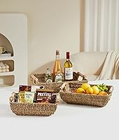 Vista 3 de Wicker Storage Basket, Large Baskets for Gifts Empty, Small Baskets for Organizing, Woven Storage Baskets for Shelves, Toy Basket, Set of 3(Sea