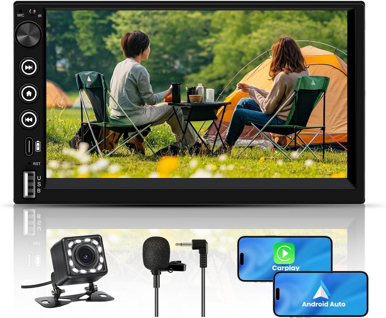 Double Din Car Stereo, 7 Inch CarPlay & Android Auto HD IPS Touchscreen (7.01inch)