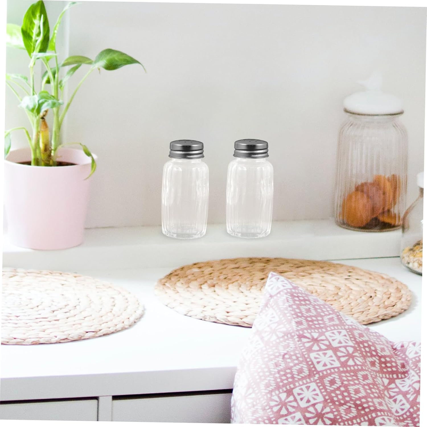 10-Piece Glass Seasoning Bottles Set Kitchen Condiment Removable Caps and Easy to Clean