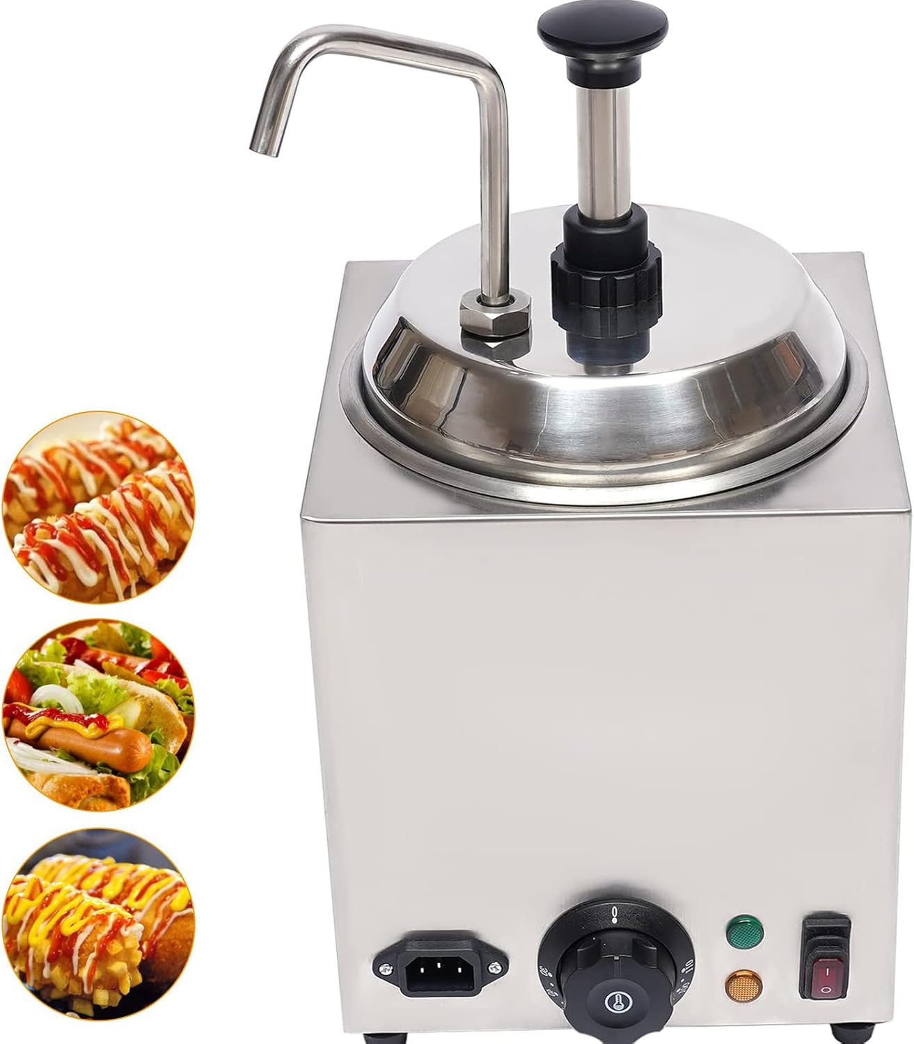3L Commercial Hot Fudge Dispenser,800W Stainless Steel Hot Cheese Dispenser,30-110 ° Temp Adjustable,for Nachos,Sauce,Soup