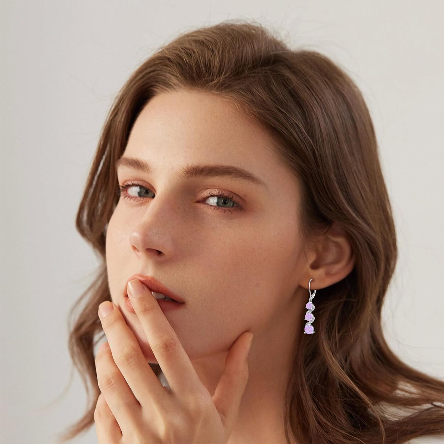 Created Opal Earrings 925 Sterling Silver Leverback Drop Dangle Earrings 5A Cubic Zirconia Jewelry for Women